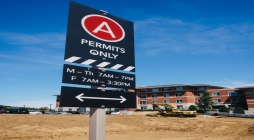 Image of one of UMBC's parking specification signs: Permit A Parking is specified on this sign with the hours Monday-Thursday 7 AM - 7 PM, and Friday 7 AM to 3:30 PM
